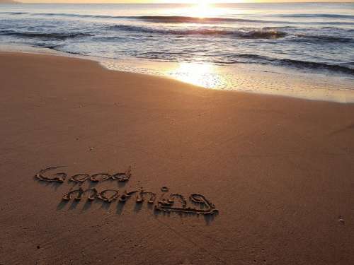 Good Morning Beach Font Greeting Sunrise Sea