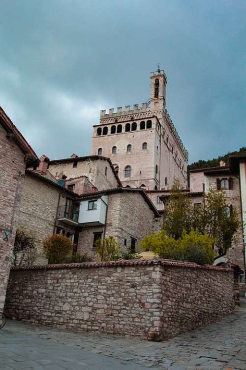 Gubbio Umbria Italy Palazzo Borgo Glimpse Ancient