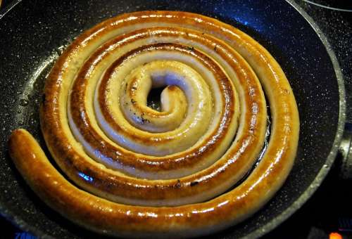 Guilty Sausage White Baked Food Kitchen Worm