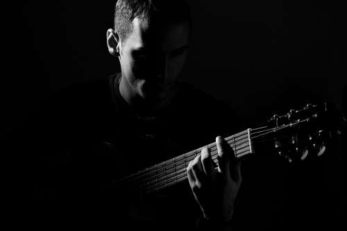 Guitar Person Man Black And White Music Playing