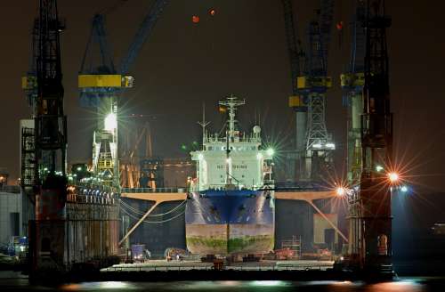 Hamburg Port Elbe Container Ship Water