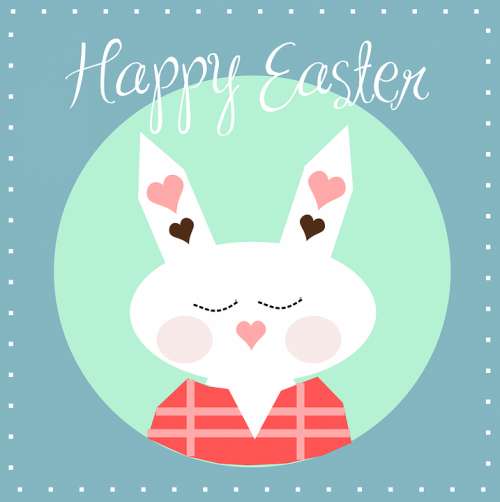 Happy Easter Bunny Hearts Sticker Rabbit