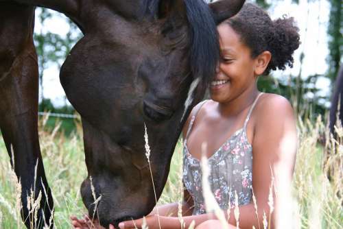 Horses Girl Happy Love Animals Grass Outdoor
