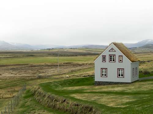 Iceland Landscape Nature Grass Green Hut