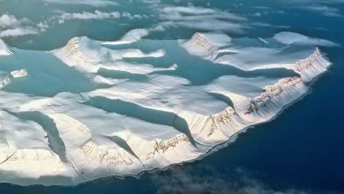 Iceland Aerial View Mountains Ice Snow Landscape