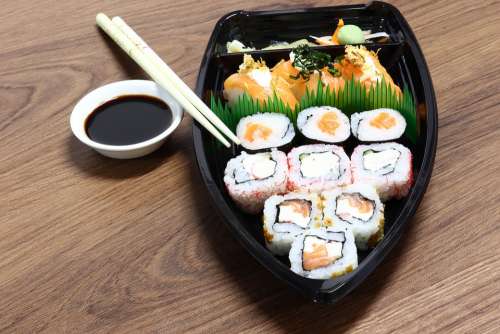 Japan Sushi Fish Salmon Restaurant Healthy Lunch