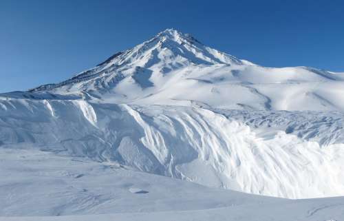 Koryaksky Volcano Kamchatka Winter Snowy Mountains