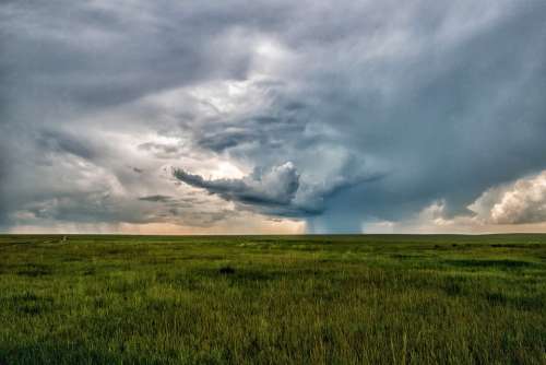 Landscape Mongolia Horizon Storm Steppe Grass