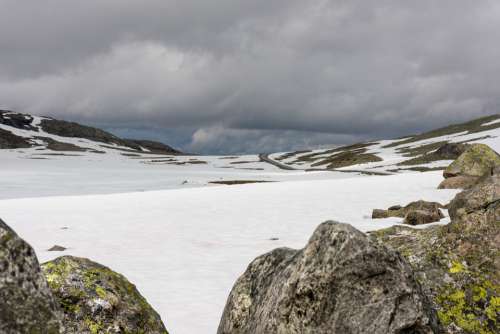 Landscape Mountains Snow Clouds Heaven Panorama