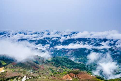 Landscape Mountain Cloudy Ta Xua Bac Yen Son La