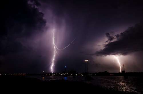 Lightning Lightning Bolt Night Storm Nature