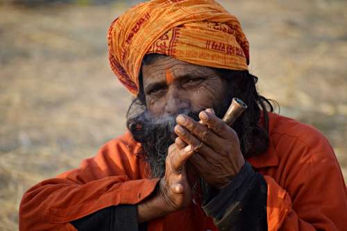Man Person Portrait India Spiritual Hermit Beard