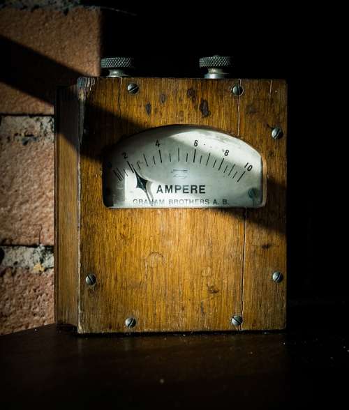 Meter Amps Old Wood Technique Industrial Factory