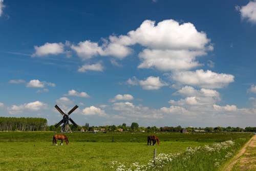 Mill Landscape Wind Mill Heaven Clouds Altena