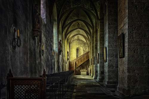 Monastery Abbey Cloister Church Gang Dark
