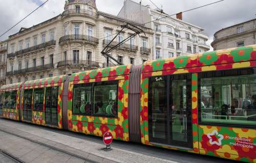 Montpellier Tram Wagon Rail Transport Travelers
