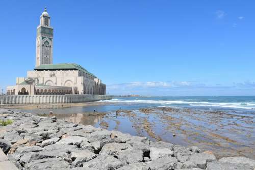 Mosque Morocco Islam Religious Hassan Ocean