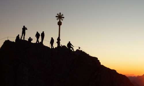 Mountaineer Sunrise Shadow Play Climber Climb