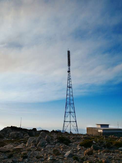 Mt Wellington Ariel Radio Tower Blue Summer Sky