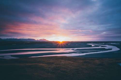 Nature Iceland River Sun Sunrise Sunset Golden