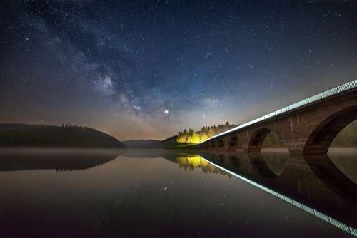 Night Lake Water Sky Landscape Nature Star