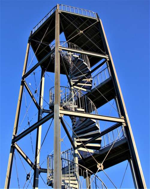 Observation Tower Spiral Staircase Metal High View