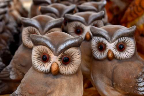 Owl Object Terracotta Owls Statuette Bird Animal