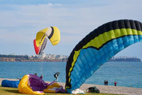 Paragliding Parachute Fly Marine Beach People