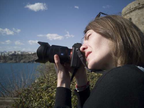 Photographer Machine Woman Pose Lens Journalist
