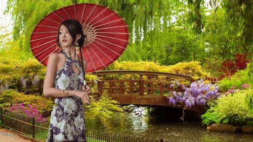 Photomontage Woman Asian Nature Culture Call Girl