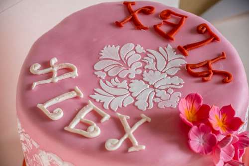 Pink Cake Fondant Birthday Birthday Cake