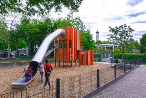 Playground Slide Tube Children Supervisor