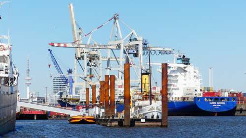 Port Hamburg Cranes Harbour Cranes Maritime