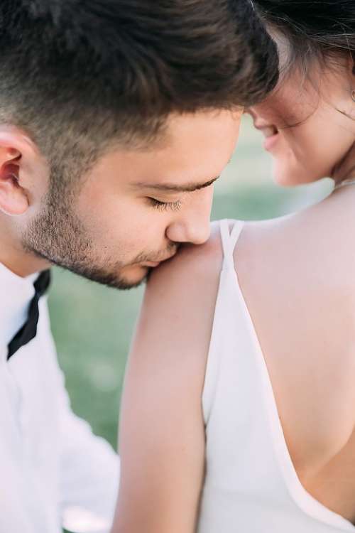 Portrait Wedding Kiss Photoshoot Just Married