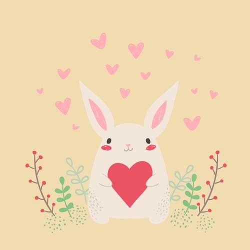 Rabbit Heart Cute Valentine Postcard
