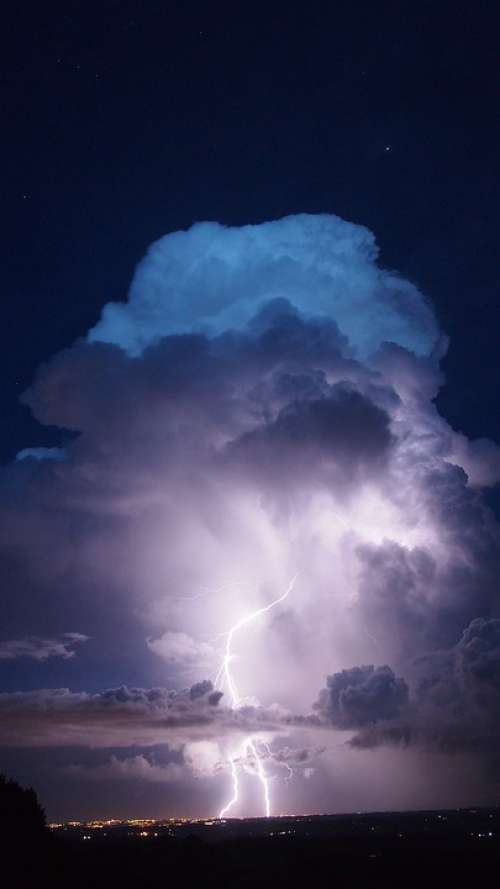 Radius Rays Clouds Storm Sky Dramatic Lightning