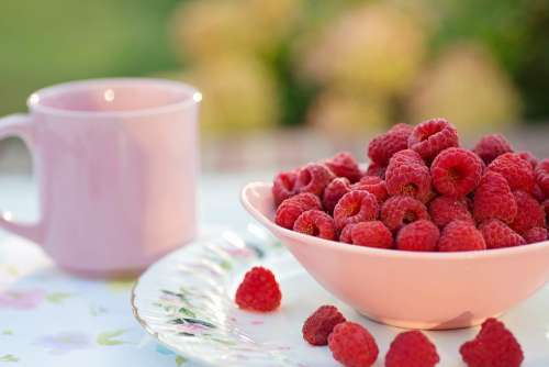 Raspberries Breakfast Fruit Healthy Dessert Sweet