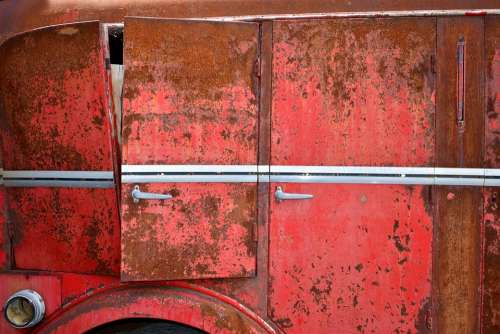 Red Rust Old Metal Vehicle Abandoned Broken