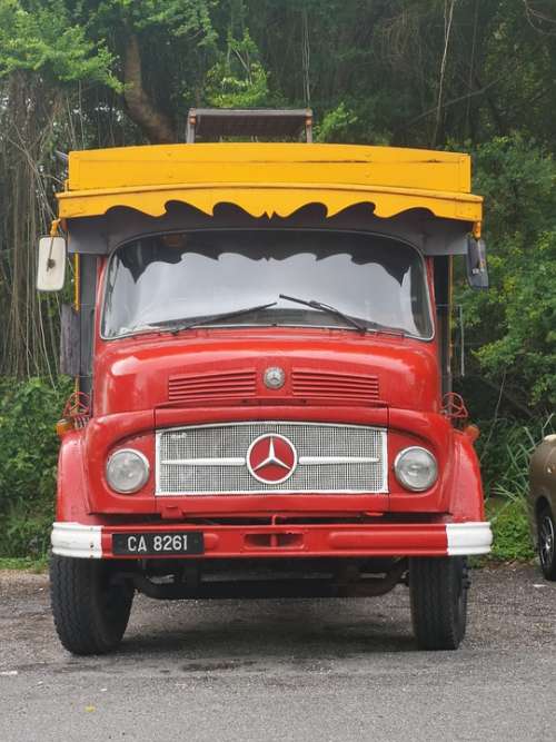 Red Yellow Lorry Truck Mercedes Malaysia Ipoh