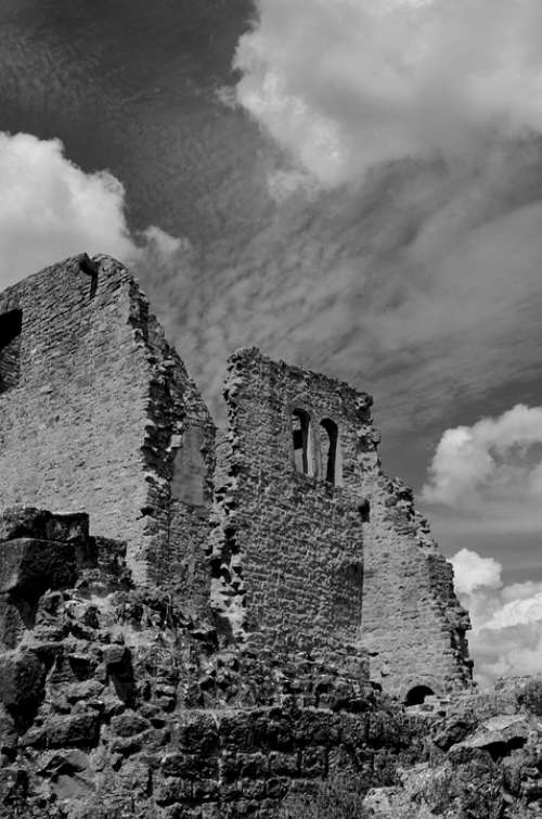 Ruin Burgruine Castle Middle Ages Black White