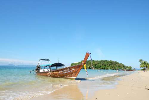 Saber Ship Thai Thailand Beach Sea Asia Ocean