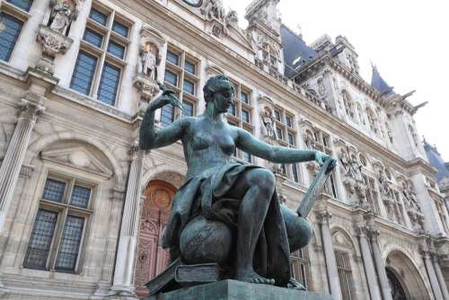 Sculpture Statue Woman Nude City ​​Hall Paris