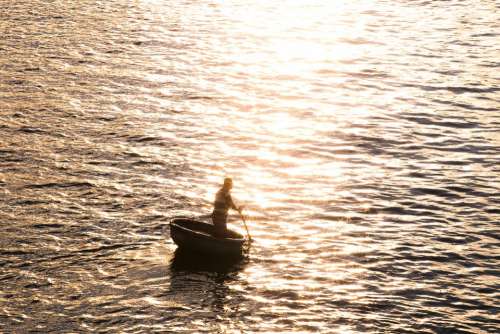 Sea Sunrise Water Landscape Morning Vietnam Boat