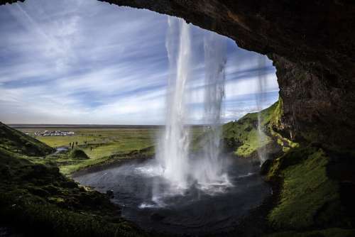 Seljalandsfoss Waterfall Iceland Nature Power