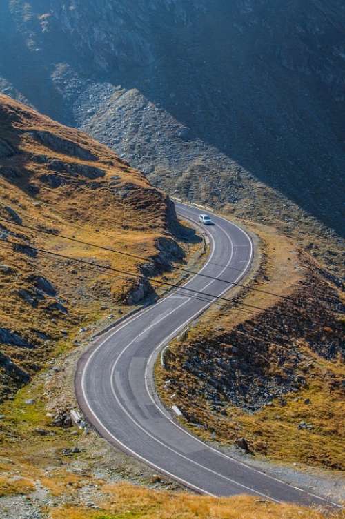 Serpentine Alps Mountain Car Road Landscape View