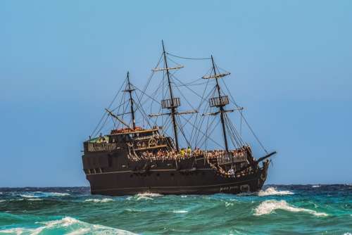 Ship Boat Pirate Ship Sea Rough Sea Tourism