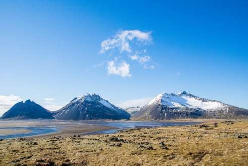 Sky Blue Cloud Iceland Nature Landscape Mountain