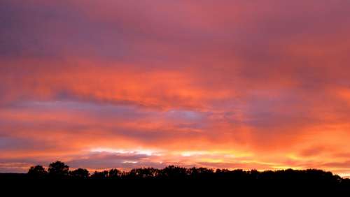 Sky Clouds Afterglow Sunset Dusk Red Orange