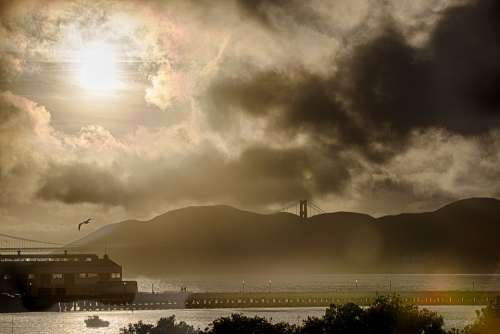 Sky Sun San Francisco Travel Landscape Sea Clouds