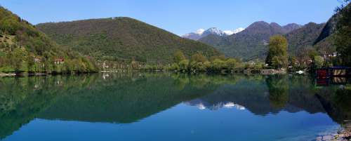 Slovenia Mountains River Mirror Image Water Green